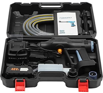 Akku Hochdruckreiniger, Max 50Bar Tragbarer Hochdruckreiniger mit 6-in-1-Düse und 15000mHA Akku für Auto/Zaun/Bodenreinigung und Bewässerung