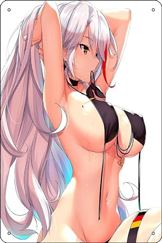 Sexy Prinz Eugen Hot Bikini Lewd (Azur Lane Hentai Ecchi Girl) Druck Metallschild Dekor – 20,3 x 30,5 cm Bar Pub Garage Man Cave Wandkunst