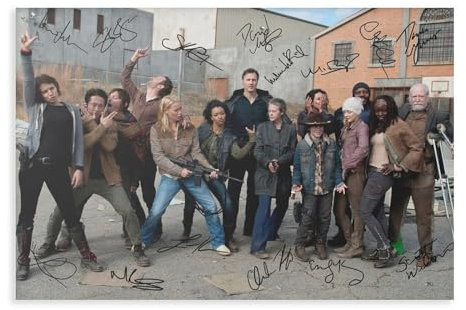 THEGIS The Walking Dead Cast Autogramm 2 Leinwand Poster Schlafzimmer Dekor Sport Landschaft Büro Zimmer Dekor Geschenk ungerahmt 30 x 45 cm
