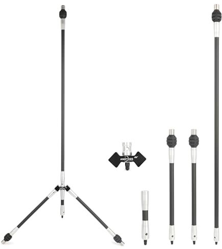 AMEYXGS Bogen-Stabilisator-Set für Bogenschießen, 4/5/10/12/28/76,2 cm, 3 K Carbon-Bogen-Balance-Stange mit Stabilisatorgummi und Gewichten für Recurvebogen und Compoundbogen (45° V-Stange, Silber, 1