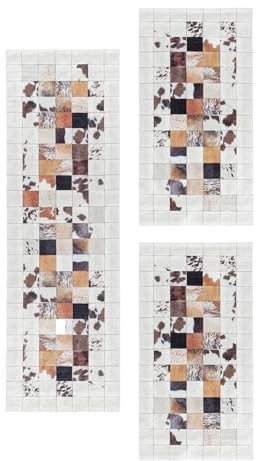 Carpetsale24 Bettumrandung Schlafzimmer 3 teilig Patchwork Design Schwarz Bettvorleger Schlafzimmer Bettset: 2 St. 80x150 cm | 1 St. 80x250 cm - Waschbarer Teppich Läufer Set Baumwollrücken