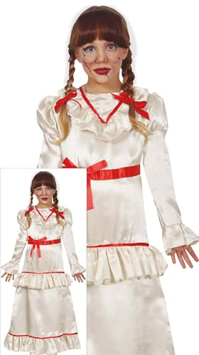 FIESTAS GUIRCA | Mädchen Horror-Puppen Kostüm - Kleid in Creme/Rot für