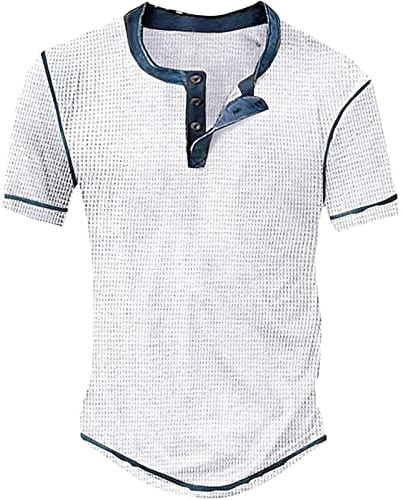 Oversized T-Shirts Herren Henley Shirt Kurzarm Tshirts Männer Kurzarm Sport Baumwolle Shirts in Used-Optik Oversize T Shirt Männer Shirts Gym Shirt Muskelshirt Basic Shirts Streetwear Henley 2024
