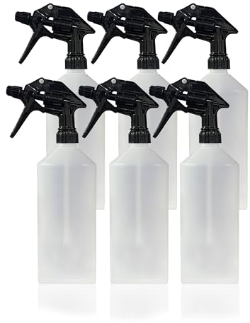 FILO Trigger Spray Bottles 6x 1L Chemical Resistant Black - Heavy Duty Garden & Car Cleaning Set |Reusable, Barber & Plant Mist Spritzer for Detailing, Gardening, Plastic Handheld