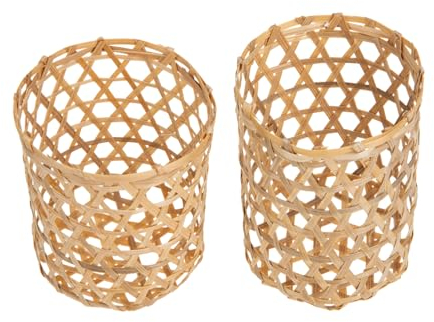 Ciieeo Protezioni Per Bicchieri Leggere 2 Pezzi Facili Da Trasportare Copertura Per Vaso in Rattan