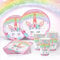 96 Piezas Unicornio Vajilla Fiesta Cumpleaños, Platos y Vaso Cumpleaños Infantil, Set de Party Decoración Platos Desechable Servilletas para niñas Fiestas de Cumpleaños, Baby Shower - 24 Invitados