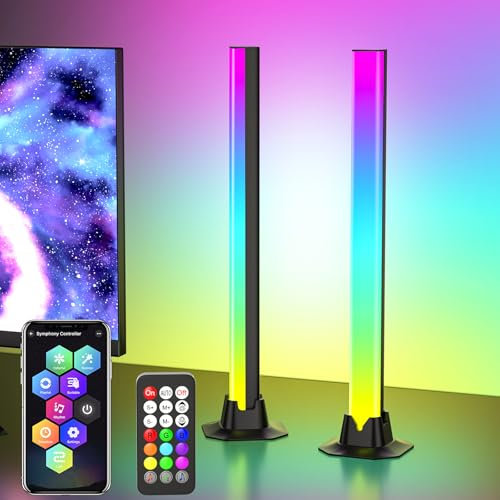 Rainbow chasing 16.5 Smart Light Bar, 16 Million Colors Changing, 213 Preset & 8 Scene Modes, Music Sync, Sound Active with Bluetooth, Remote, RGB & IC Ambient Backlight for Gaming, TV, Desk, Table