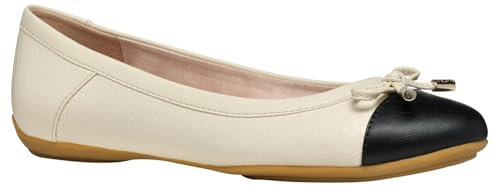 Geox Damen D Charlene C Ballet Flat, Papyrus/Black, 39 EU