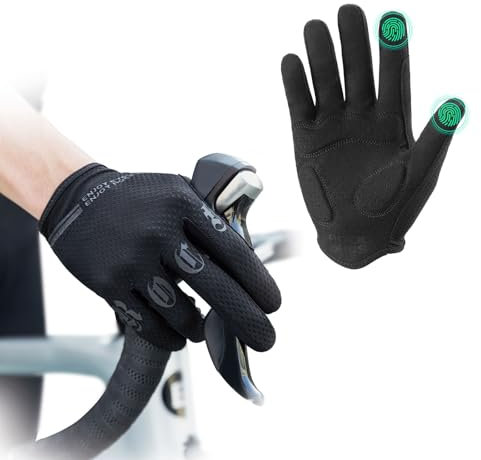 ROCKBROS Fahrradhandschuhe Handschuhe für Frühling Sommer Vollerfinger Lange Finger Touchscreen Radsporthandschuhe Herren Damen Mountainbike Rennrad