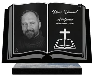 ETERNEL - Personalisierte Gedenktafel - Buch - Kreuz & Bibel | Hochwertige Lasergravur auf Acrylglas - UV-beständige Gedenktafel für Grab, Beerdigung, Beisetzung, Grabstätte, Friedhof