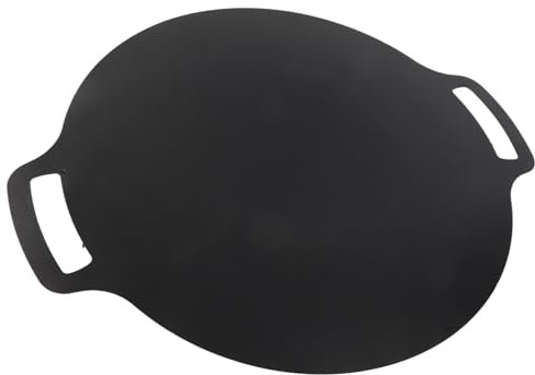 Bonbela Koreanische Grillpfanne, Maifan-Stein, Runde Grillplatte, Antihaftbeschichtet, Hochtemperaturbeständige Grillplatte für Outdoor-Camping (32cm)