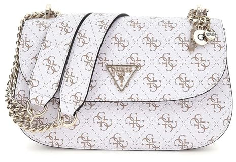 GUESS Eco Erica Convertible Xbody Flap Bag Cream Logo