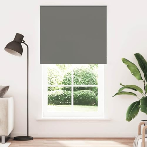 vidaXL Verdunkelungsrollo Grau 140x230cm Stoffbreite 136,6cm Polyester, Rollo, Klemmfix, Thermorollo, Verdunklungsrollo, Klemmrollo, Fensterrollo