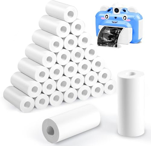 Omtofo 30 Rolls Rouleau Appareil Photo Enfant, 57mm Papier Appareil Photo Enfant, Blanc Papier Thermique pour Appareils Photo Instantanés Mini Imprimante