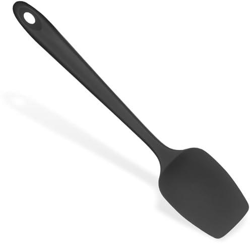 Aczyqws Heat Resistant Silicone Spoon Spatula:315℃ Heat Proof Flexible Seamless Rubber Spatula, Baking Cooking Silicon Kitchen Utensil for Nonstick Cookware Mixing Stirring Scraping (29cm, Black)