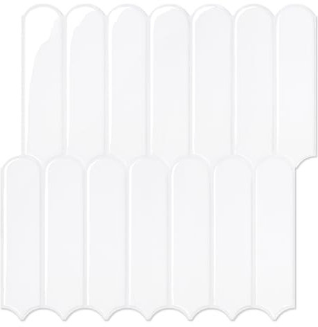 Commomy Più Spessi Piastrelle adesive Cucina, Bianco Paraschizzi Mattonelle Adesivi Cucina Bagno Vinile 3D Metro, Mattonelle Decorative 3D per Parete, Impermeabili(10 pezzi, 30,5 x 30,5 cm)