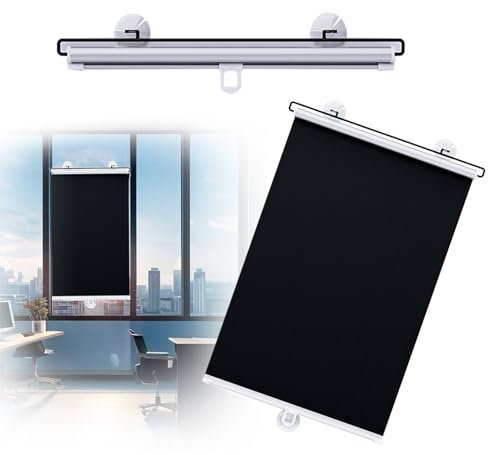 99% Blackout Roller Shades No Drill Waterproof Shower Window Blinds W40 45 50 58 68cm Portable Window Curtain For Bathroom Kitchen Office With Suction Cups(W68*H125cm)