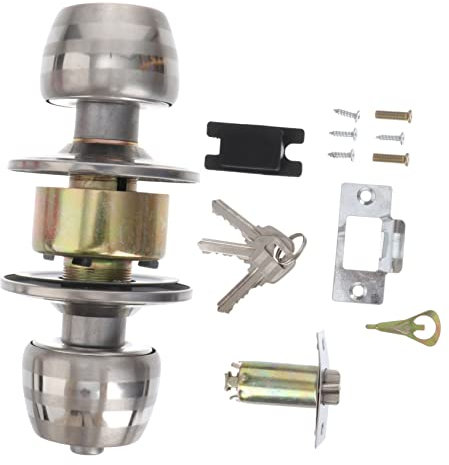 Homoyoyo Stainless Steel Ball Door Lock Toilet Door Handles Lock Mortice Door Lock Cylinder Barrel