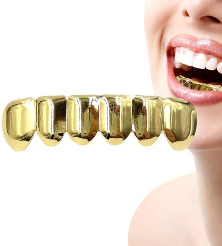 Dent De Style Hip Hop, Dent Plaquée Or | Brace Caps Dents Brace Plaquées Or - Ensemble Groll Haut Et Bas Brace, Capuchons De Dents En Cuivre Plaqué Or, Fête Pour Costumes De Cosplay