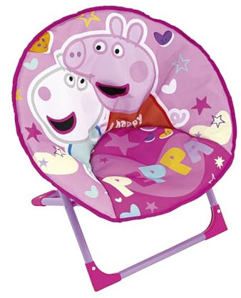 Relsy Peppa Pig Kid's Folding Chair Children's Bedroom Furniture, Peppa Pig Moon Chair Pink & Purple 50cm Collapsible Camping Seat For Kids