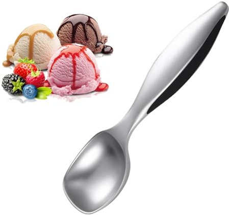 Eisportionierer,Edelstahl Poliert Eislöffel Portionierer,Zinklegierung Antihaft Eiscreme Löffel mit Rutschfest Gummierter Griff für Eis zum Ausgraben von Eiscreme Melonenkugeln Reis