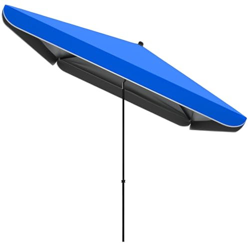 ZIHQRgE 200cm x 200cm Parasol Carré, Parasol de Jardin Réglable en Hauteur et Inclinable, Protection Solaire UFP50+(Bleu,200cm x 200cm/6.6ft x 6.6ft)
