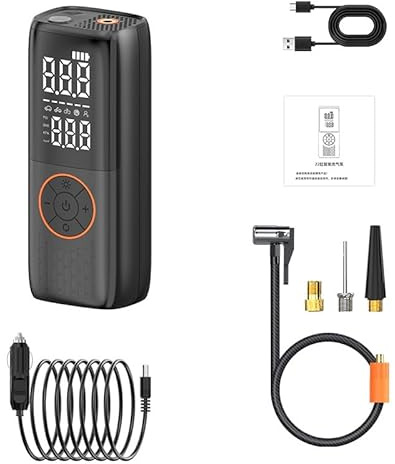 Tire Inflator Portable Air Compressor, Air Compressor for Car Tires, Motorcycle, Bicycle, 6000mAh Air Pump Tire Inflator with Digital Pressure Gauge, Cordless Tire Pressure Gauge with LED Light