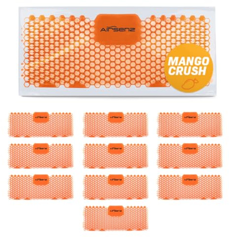 Airsenz Trough Urinal Mats - Box of 10 Trough Urinal Mats - 30% Higher Fragrance Content than other Brands - 30-60 Day Odour Control - Biodegradable after 2 years (Mango Crush)
