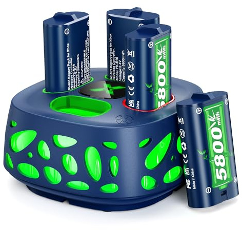 5800mWh Rechargeable Battery for Xbox One/Xbox Series S/X, 2.5H Fast Charging Station 10 Colors RGB Modes, 4 x 5800mWh Batteries for Xbox Series S/X/Xbox One/S/X/Elite Controller Accessory Kits