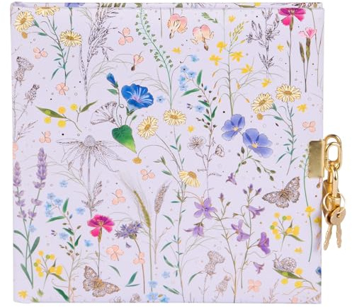 goldbuch 44575 Tagebuch Summer Meadow, Kindertagebuch 16,5 x 16,5 x 1,5 cm | Diary mit lila Kunstdruck-Motiv Wildblumen, 96 weißen Seiten, Schloss & 2 Schlüssel, Journal abschließbar, Made in Germany