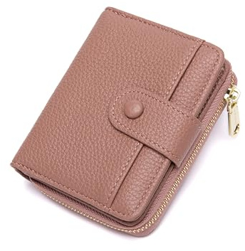 CHAOFANXI Geldbörse Damen, Weichem Leder Kleines Portemonnaie für Frauen, Kleiner Geldbeutel Damen Mit Zipper Münzfach Kartenfächer, Rosa