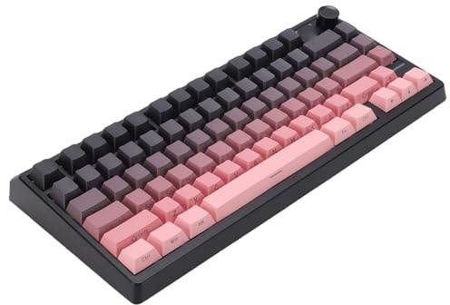 Cuifati Kabellose Mechanische Tastatur, 3-Modus-BT-2,4-GHz-USB-Gaming-Tastatur mit, Kompakte 79-Tasten-Tastatur mit Farbverlauf für Arbeit und Gaming, 4000-mAh- (Schwarz Rosa)
