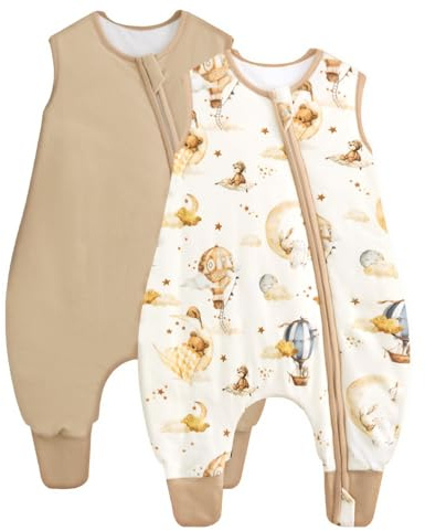 JiAmy 1.5 Tog Baby Schlafsack mit Füßen Kleinkinder Baumwoll Schlafsack | Baumwoll Jungen Mädchen Schlafsack für aktive Babys & Kleinkinder Babyschlafsack