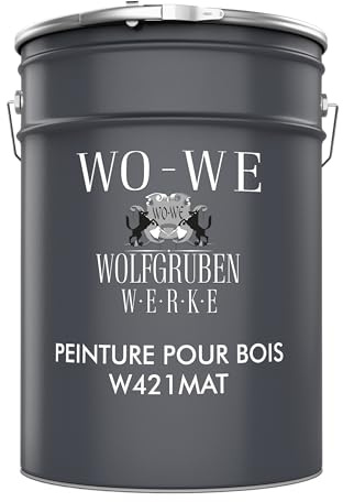 WO-WE Peinture pour meuble W421 Protection bois au UV, à l'eau, Extérieur - Intérieur, Aspect MAT - Noir 5L
