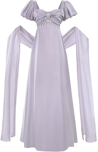 Fiamll Regency Kleid Damen Lang Ballkleid mit Schal und Handschuhe