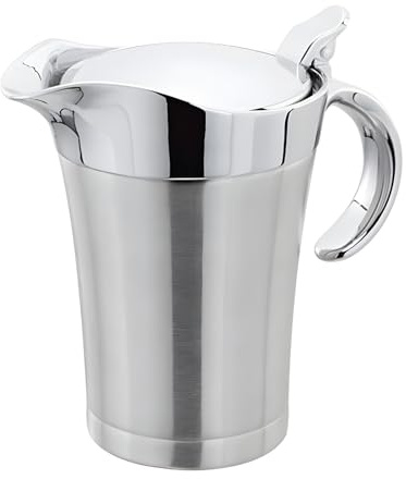 Gravy Boat with Lid, 750ml Stainless Steel Gravy Boat, Double Wall Insulated Thermal Serving Jug for Gra-vy,Milk,Cream,Sauce,Custard, Keeps Food Warm or Cool