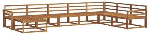 vidaXL Outdoor-Sofagarnitur 8 pcs Natur Massivholz Akazie, Akazienholz Outdoor Sofa Set, modernes Ecksofa, langlebige Gartenmöbel, Terrassensitz, Lounge für den Hinterhof, Latten-Rücken-Design
