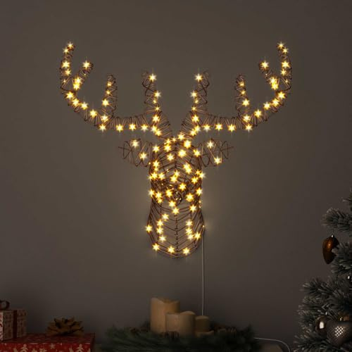 Ordellia Rentier Zieh Schlitten Warmweiß aus Rattan mit 140 LEDs, 68 x 36,5 x 62,5 cm, USB Betrieb für Innenbereich und geschützten Außenbereich, festliche Dekoration für Wohnzimmer und Familie