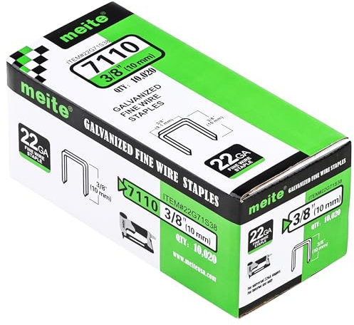 meite Grapas de tapicería tipo 71 para pistola grapadora de 10 mm de longitud, grapas galvanizadas para alfombras, telas de sofá, cuero/textil, asientos de coche, carpintería (10.000 piezas)