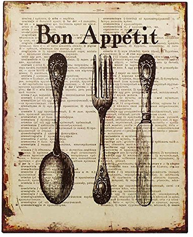 Nostalgie Blechschild Bon Appétit Besteck Dekoschild Vintage 25x20cm
