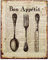 Nostalgie Blechschild Bon Appétit Besteck Dekoschild Vintage 25x20cm