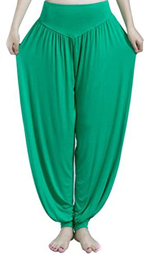 MEISHINE® Damen Modal Elastisch Haremshose Pluderhose Pumphose Ideal für Sport Yoga Tanz Jogging Dance (M, Grün)