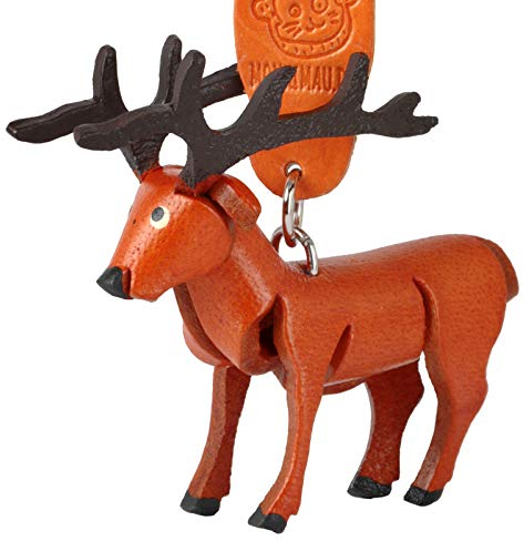 MONKIMAU Damen Schlüsselanhänger Hirsch Figur aus Leder