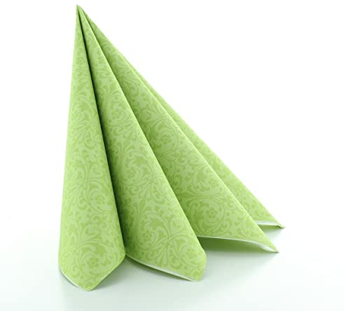 Sovie HORECA Linclass® Airlaid Serviette, 40 x 40cm, stoffähnlich edel elegant, Jugendstil-Ornamentik, Ideal für Hochzeit Jubiläen und Geburtstage, 50 Stück - JANET in Pistazie