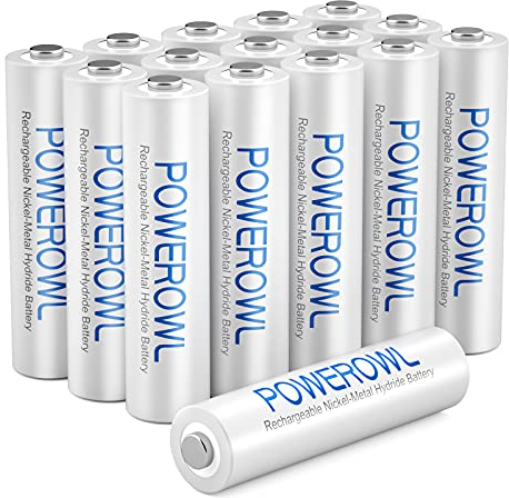 Akku AAA POWEROWL Micro AAA Akku NI-MH 16 Stück AAA Batterien Wiederaufladbare 1.2v Aufladbare Batterien AAA Akkubatterien (Geringe Selbstentladung,1000mAh)