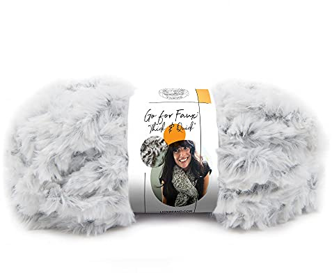 Lion Brand Yarn Company 323-204 GO FOR FAUX THICK & QUICK Garn, Polyester, Chinchilla, Einheitsgröße, 22 Meter