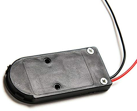 Powertool Knopf-Batteriehalter, CR2032, 6 V, Knopfbatterie, Box mit Draht, An-/Aus-Schalter, Schwarz, 5 Stück