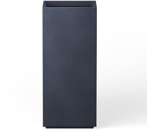 Kante Accent Column Square Charcoal Concrete Planter 23.6 H, Outdoor