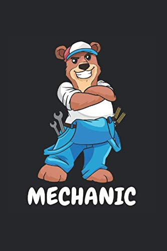 Mechanic Comic Bär Notizbuch: Handwerk Notizheft A5 liniert Schreibheft Notizblock für Mechaniker Journal Schreibblock Geschenk für Kinder Heft mit Linien