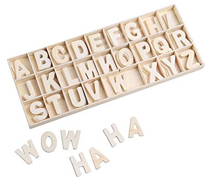 kuaetily Holzbuchstaben Set, 156 Stück Buchstaben Bausteine aus Holz, Großbuchstaben Lernspielzeug, Hölzerne Buchstaben für Lernen Deko Kindererziehung Kunsthandwerk DIY